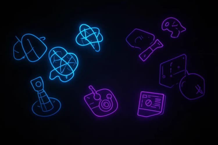 O que são ferramentas de IA? Conceito visual com ícones de tecnologia.