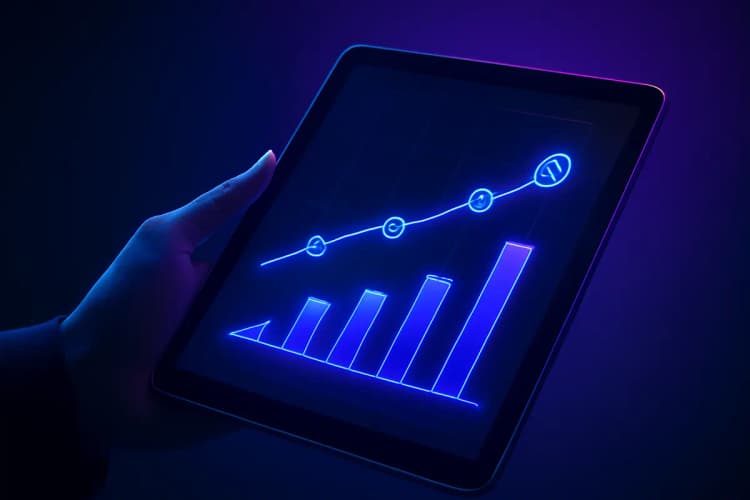 Gráfico de desempenho de vendas com indicadores de crescimento e metas alcançadas, simbolizando o sucesso em vendas.